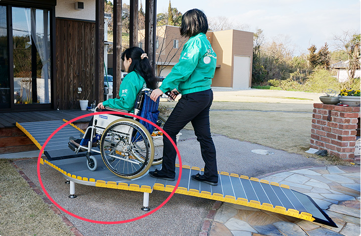 屋外用の車椅子スロープ 段差解消スロープは 段差解消プロ